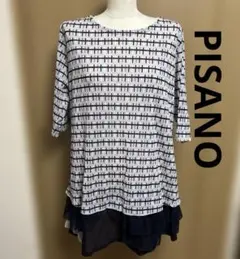 ピサーノ　PISANO 総柄　チュニック　裾フリル　パワーネット　L