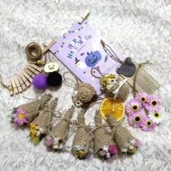 ドライフラワーガーランド ミニリース オレンジ ミニブーケ 壁飾り 花雑貨