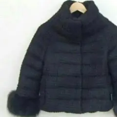 HERNO ヘルノ フォックスファーカフス ショート丈ダウンコート ブラック