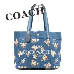【人気】COACH コーチ デニム 花柄 トートバッグ A4