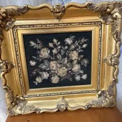 クラシックな花の織物　金色フレーム