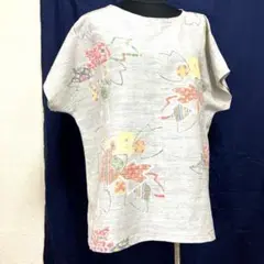 着物でリメイクしたチュニック‼️正絹で軽い‼️フレンチスリーブ‼️ゆったりM〜L‼️