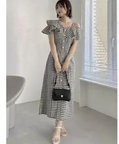 dazzlin アシメラッフルラインワンピース