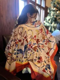 新品 大判スカーフ ホワイト 360度カバー ポンチョ 授乳ケープ