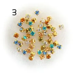 ３／ゴールド台座付き 約３mm（50個）デコパーツ ハンドメイドに