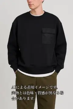 GU コンビネーション ビッグスウェット プルオーバー ミリタリー 黒 M
