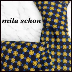 mila schon ミラショーン　ネクタイ　ネイビー系　総柄