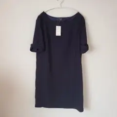 HUDSON honey ネイビー 半袖ワンピース L