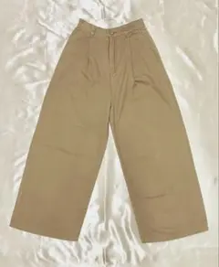 【極美品】ララボーン コットンツイルハイウエストワイドパンツ M