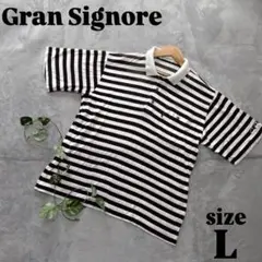 【Gran Signore】 グランシニョーレ （L） 五部袖 Tシャツ 白/黒