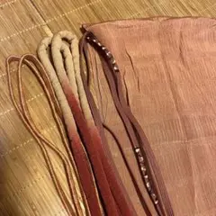 美品 正絹 帯揚げ 帯締め 4点セット 着物 茶色 くすみ色 グラデ