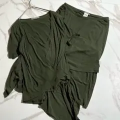 極美品 ISSEY MIYAKE アシンメトリーセットアップ グリーン L相当