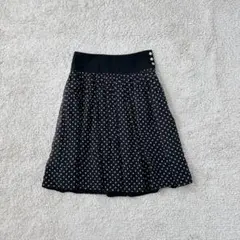 フレアスカート ドット柄 日本製 タック ひざ丈 フェミニン シフォン 薄手