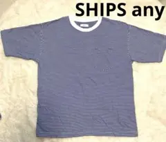 SHIPS any メンズ Tシャツ ブルー ホワイト Lサイズ