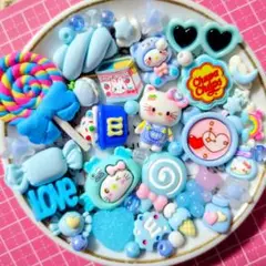 A801-デコパーツ　まとめ売り　ロリポップ　ブルー系