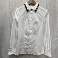 美品 プラダ PRADA シャツ ブラウス ビジュー付き