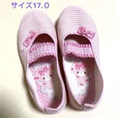 ぼんぼんりぼん　ピンク ギンガムチェック 17.0 上履き