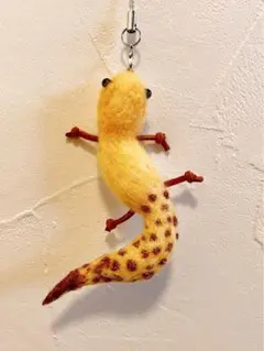 羊毛フェルト★ヒョウモントカゲモドキ★ストラップ
