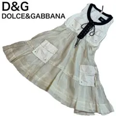 【希少】✨ Du0026G シルクワンピース レースアップリボン フレア 40