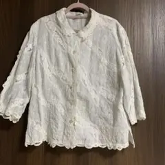 RAFFINATO レース　刺繍　七分袖ブラウスジャケット　Mサイズ