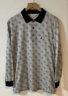 【美品！】Black & White チェック柄 長袖ポロシャツ