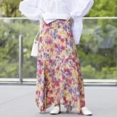 〖未使用タグ付き〗 デミルクス ビームス 花柄 とろみ ロングスカート