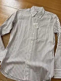 未使用　ヒトヨシシャツ　ボタンダウン　ブラウンストライプ　S