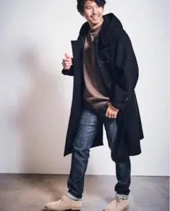【極美品✨】UNIQLO+J ウールオーバーサイズダッフルコート ネイビー XL