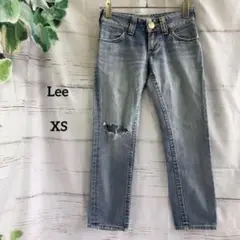 リー Lee　クロップド丈　ダメージジーンズ　レディース　デニム　XS