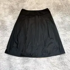 firio フィリオ ひざ丈スカート L 黒 ブラック 無地 フレアスカート