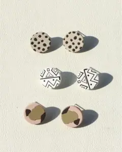 No.294 1点のみ 3種セット ラウンドデザインピアス 丸 大ぶり