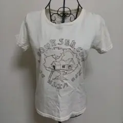 犬のイラスト入りホワイト半袖Tシャツ Mサイズ