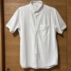 ユニクロ（UNIQLO）ホワイト 半袖ボタンダウンシャツ Lサイズ　ノンアイロン