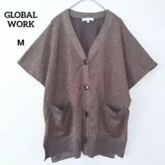 グローバルワーク 【美品】 ブラウン ラメ カーディガン M ドルマンスリーブ
