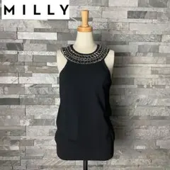 【新品未使用】MILLY ミリー　ビジュー装飾　ノースリーブ　ニット　トップス
