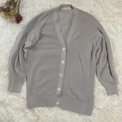 【美品】23区 グレージュ カーディガン 38 ゆったり 無地