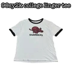 カレッジ リンガー tee razorbacks 大学 アーカイブ XL 白黒