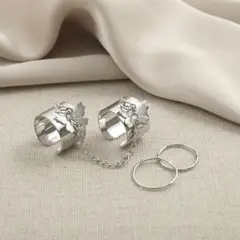 a新品☆安心のメルカリ便☆4個セット☆指輪☆シルバー☆蝶々型☆