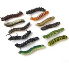 12ペア 虫セット 虫の形 プラスチックワーム マルチカラー飾り 面白い小道具