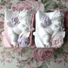 お昼寝する天使の赤ちゃん　ペア　アロマストーン