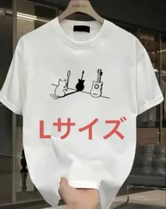 【XLサイズ】ギターシャドウ　猫　Tシャツ ホワイト