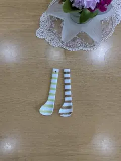 本日最終❋未使用❋波佐見焼スプーン2本セット❋ボーダーかわいい西海陶器