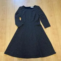 Aylesburyネイビー ドット柄 フレアワンピース Mサイズ