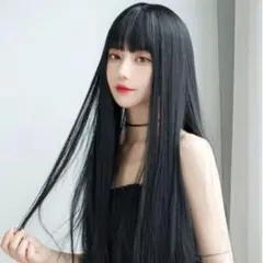 ウィッグ﻿フルウィッグ ﻿黒髪 ブラック 自然 ロング ストレート コスプレ