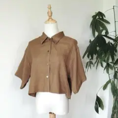 【LOWRYS FARM 】トップス【F】シャツ ブラウン 半袖 オーバーサイズ