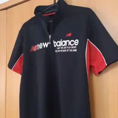 new balance スポーツシャツ 黒/赤 ジップアップ❕