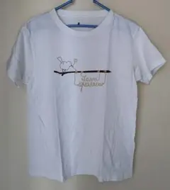 鳥と枝のイラスト 半袖 白 Tシャツ