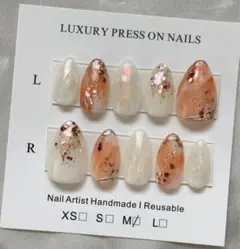 【現品】ネイルチップM ニュアンスネイル　夏ネイル　オレンジネイル