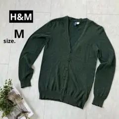 【H＆Ｍ】薄手・Ｖネックカーディガン・コットン◇ディープグリーン・メンズ【Ｓ】
