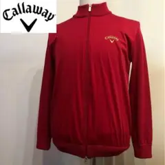 キャロウェイ★長袖 ダブルジップ ウール ニット ウェア レッド Lサイズ